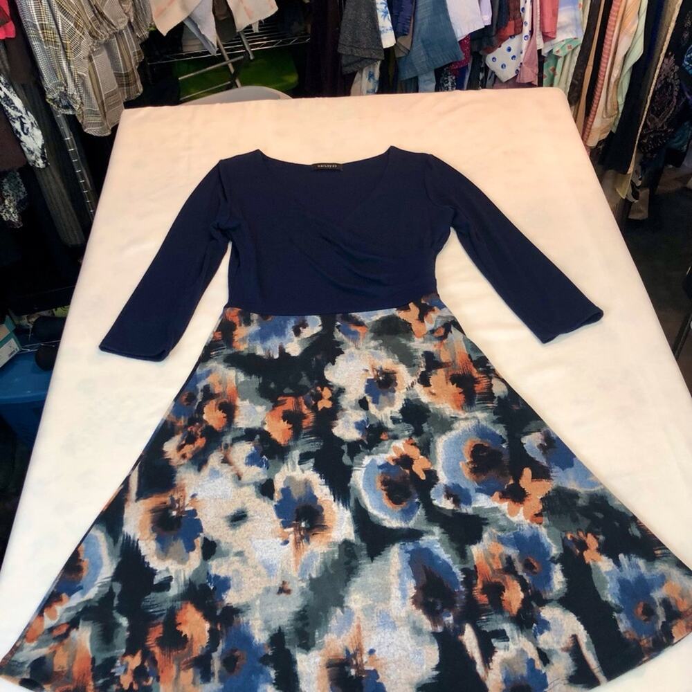 Hail3y:23 Blue Fit and Flare Wrap Top Dress - Picture 12 of 16
